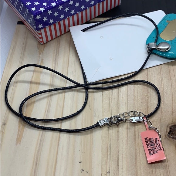 Blue Howlite Pendant with Wax Necklace (24-26 in) - Picture 6 of 7